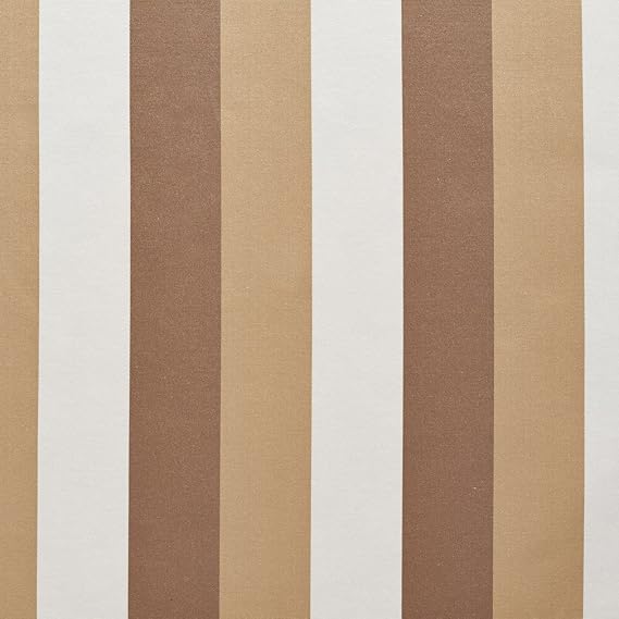 B0110D Beige White and Taupe Thick 3 Color Stripes Silk Satin Look Upholstery Fabric by The Yard- Closeout