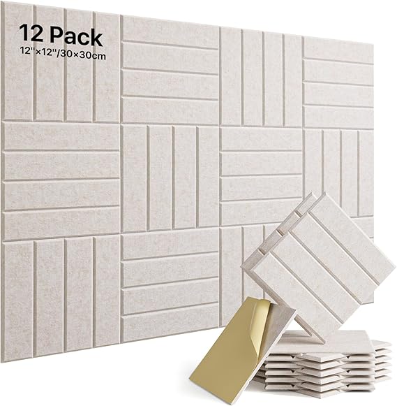 Soundsbay Acoustic Wall Panels Self-adhesive, 12 Pack Sound Proofing Panels