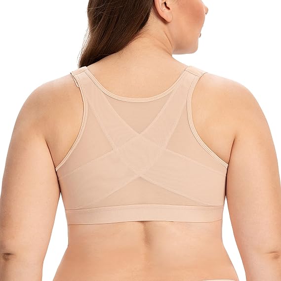 Women's Front Closure Full Coverage Back Support Wireless Posture Corrector Bra