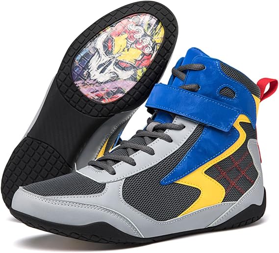 Boxing Shoes for Men Men's Wrestling Shoes, Boxing Boots Trainers Shoes Lightweight Bodybuilding Weightlifting MMA Shoes,Blue-6.5