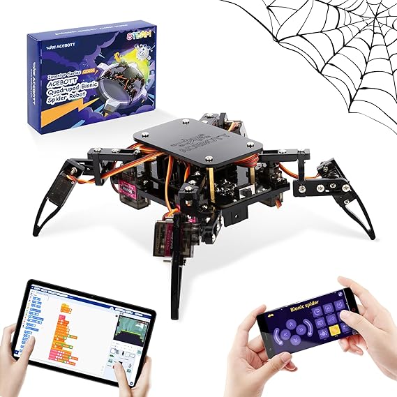 STEM Toys Programmable Bionic Spider Robot Set Science Kit for Kids Ages 8-12 DIY Robotics Building Toys for Teens App Remote Control Boys Birthday Gift