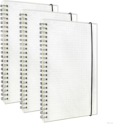 Smilo 3 Pack Bullet Dotted Spiral Notebook, A5 Journal Notebook 5.7 x 8.3,80 Sheets 160 Pages,100 GSM Thick Paper,Transparent Hardcover for School,Office, Writing,Math,Engineering,Note Taking
