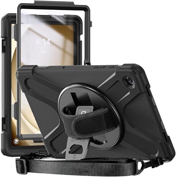 CODi Rugged Case with Integrated Screen Protector for Samsung Galaxy Tab A9+ Drop-Tested 360 Protection with Kickstand, Hand Strap & Shoulder Strap