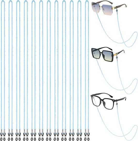 BILIONE 12 Pcs Nylon Glasses Strap Holders around Neck for Women, Men, Kids | Multi Color, Braided Cord, Retainer Lanyard String, Fit Readers, Sunglasses, Eyewear, Eyeglass Chains for Daily Use, Travel