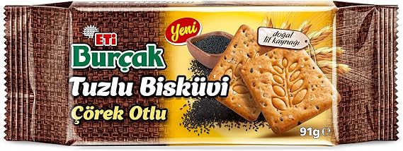 Eti Burçak Çörek Otlu Tuzlu Bisküvi 91 g x 18 Adet