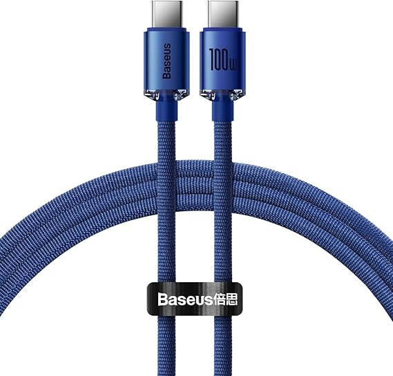Baseus Crystal Shine 100W 120 cm PD Type-C Şarj Kablosu Mavi