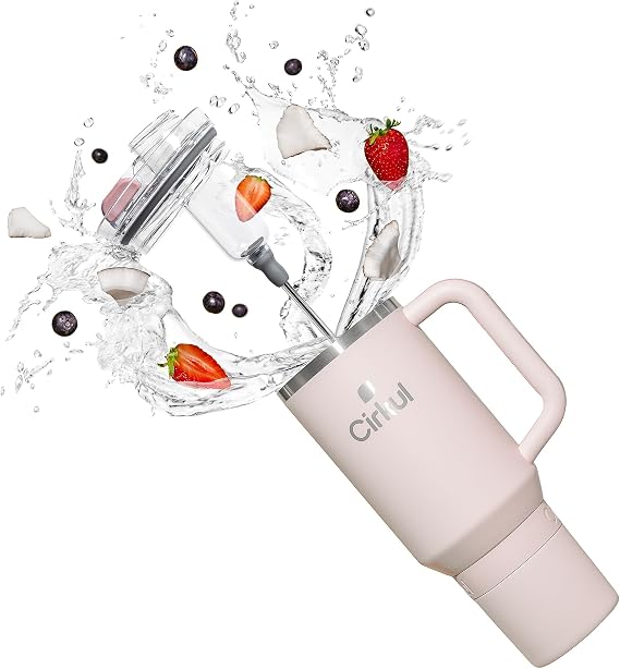 Cirkul 40oz. Cherry Blossom Stainless Steel Tumbler with Handle, All-Day StrawSipTM, Double-Wall Insulated
