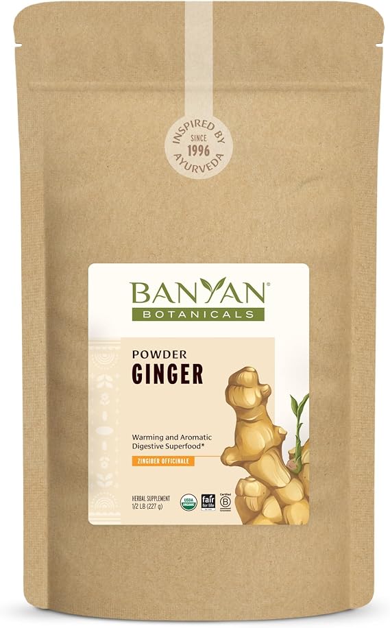 Banyan Botanicals Ginger Powder - Certified Organic, 1/2 lb - Zingiber officinale - Supports Overall Health, Wellness and Comfort
