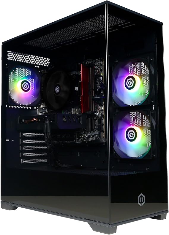 CYBERPOWERPC Wyvern Gaming PC - AMD Ryzen 5 5500 Nvidia RTX 5060 16GB RAM 1TB NVMe SSD 650W PSU Wi-Fi Windows 11 Prism Panoramic Black