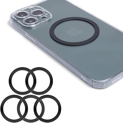 Magnetic Wireless Charger Universal Metal Rings - 5pcs,for MagSafe-Compatible Charger on iPhone 141312 ProMaxMini Case and Samsung Galaxy Black - 5pcs