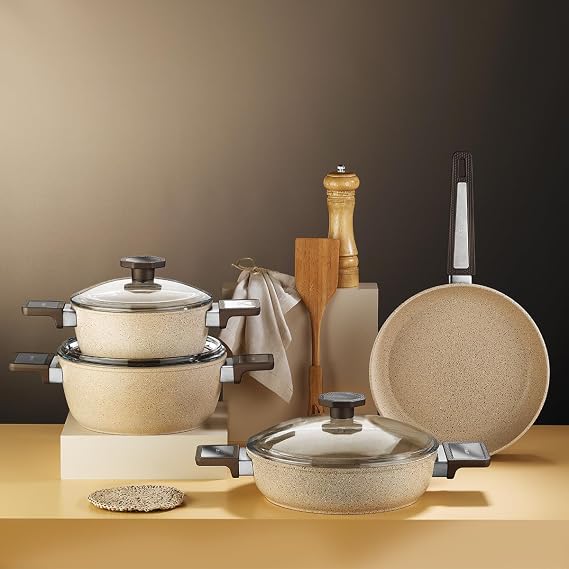 Ar Yıldız Vortex Cappuccino 7 Parça Tencere Seti