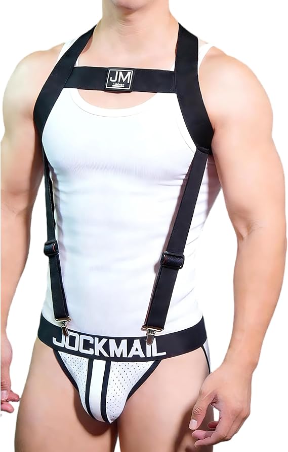 Jockmail メンズ ハーネス ジョックストラップ付き 調節可能なハーネス ジョックストラップ クラブウェア&ジム用