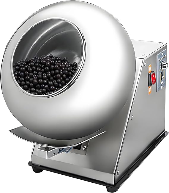 Upgraded Sugar Coating Machine, Small Commercial Mini Chocolate Panning Machine, 2-5kg/H Chocolate Coating Polishing Machine Coater Sugar Ball Coating Drying Machin