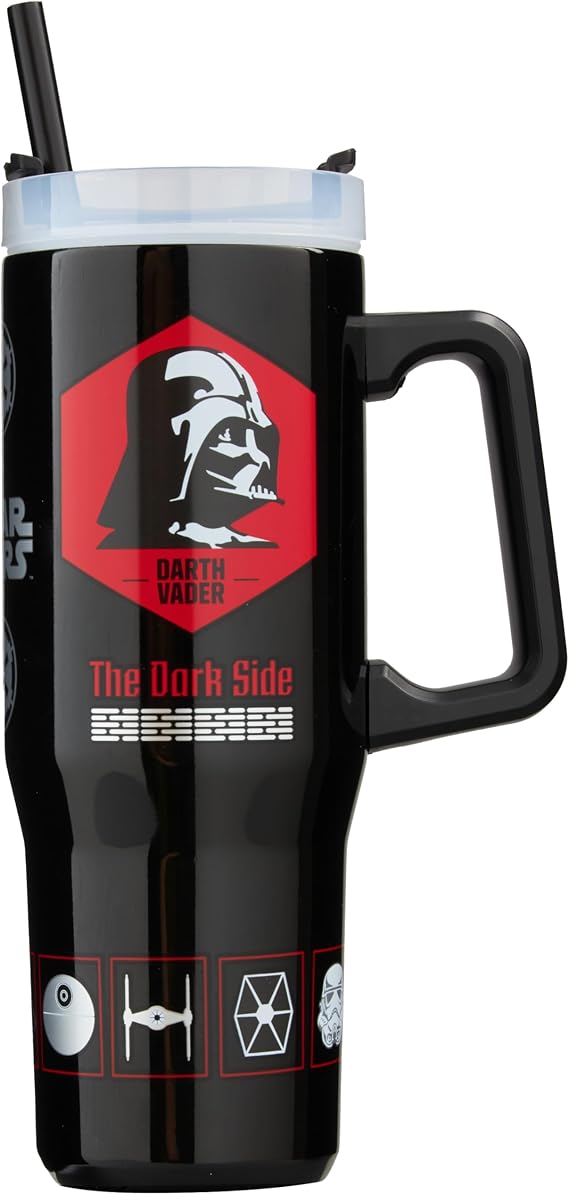 Get Trend Star Wars Insulated Tumbler 920ml, Stainless Steel Water Bottle with Straw & Handle, Ice for 42H Cold 12H & Hot 8H, Travel Coffee Mug, Darth Vader Gifts (Black/Multi Darth Vader)