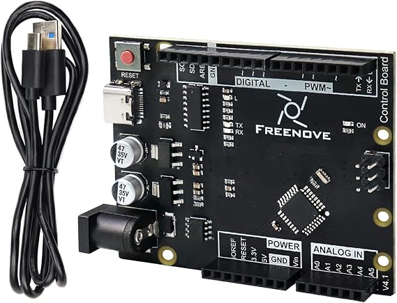 Freenove Control Board V4 Rev3 (Compatible with Arduino IDE) with USB Type-C Interface, Detailed Tutorial, Example Projects and Code