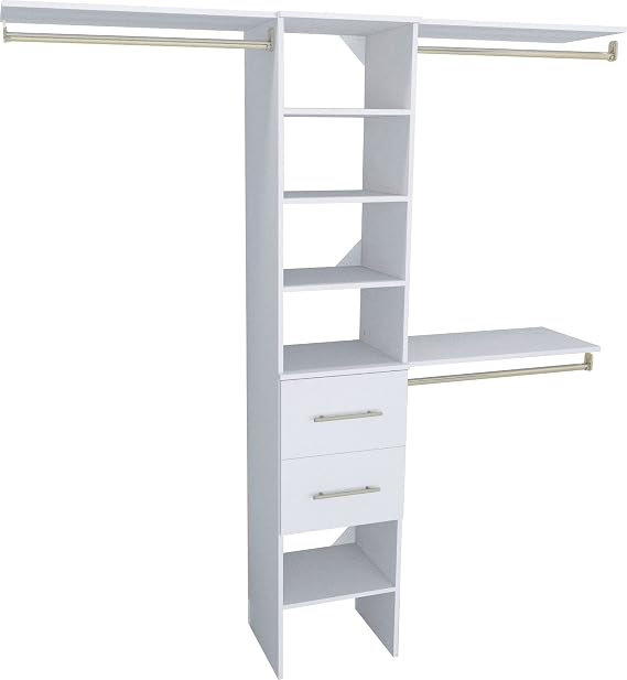 ClosetMaid 1937440 SuiteSymphony Modern 16-Inch Closet Organizer with Shelves and 2-Drawers, Pure White