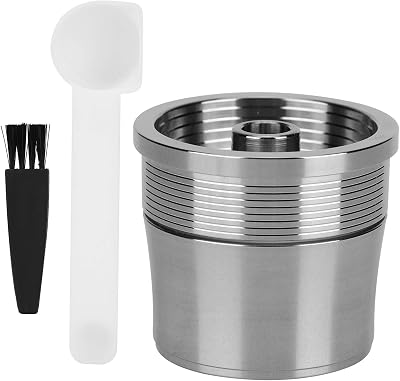 Coffee Capsule Set, Stainless Steel Coffee Filter Capsule Set Reusable Coffee Capsules Refillable Originalline Pod with Spoon and Brush for illy Coffee Machine