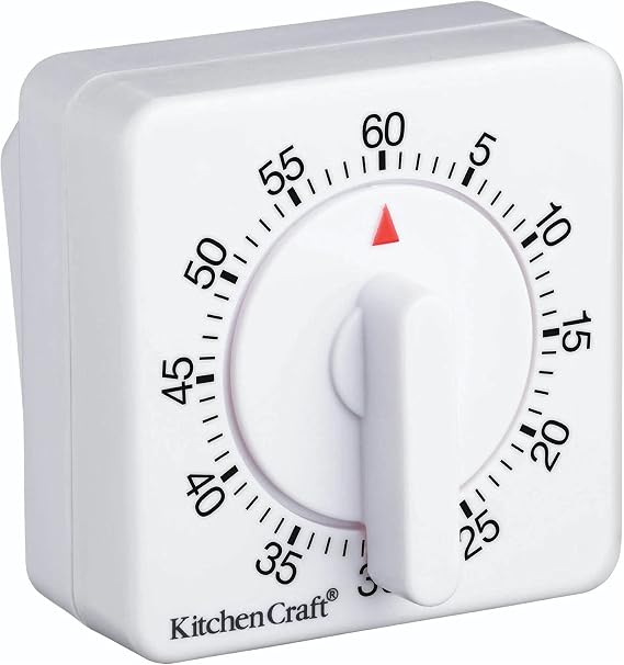 KitchenCraft Wind Up Kitchen Timer, 60 Minutes, White