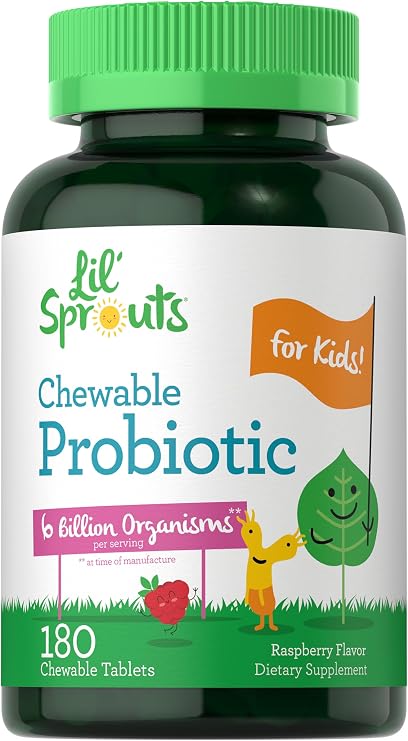 Carlyle Probiotics for Kids Chewable | 180 Count | 6 Billion CFUs | Raspberry Flavor | Non-GMO & Gluten Free Supplement | by Lil' Sprouts