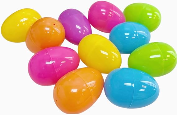 GIFTEXPRESS Plastic Bright Easter Egg Assortment 50 Pcs Perfect for Easter Egg Hunt/Surprise Egg/Easter Hunt