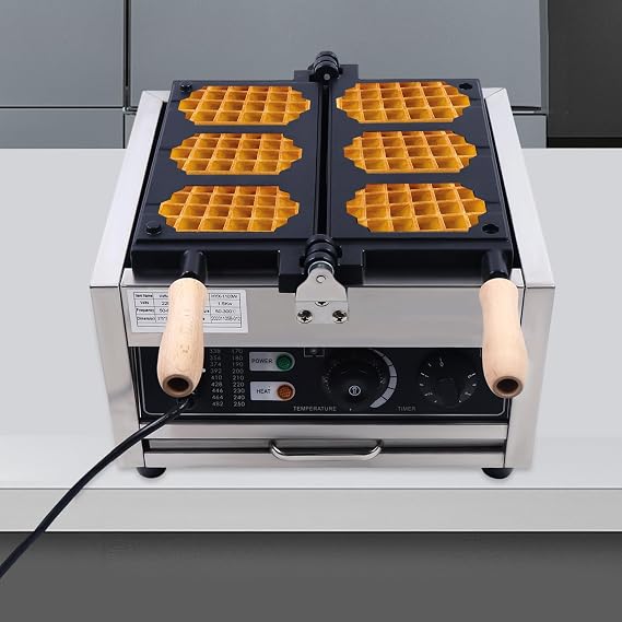 Commercial Nonstick Electric Waffle Maker, 1500W 3Pcs Honeycomb Waffle Pop Maker Iron Machine, Square Waffle Maker with Temperature and Time Control for Bakeries Snack Bar Family