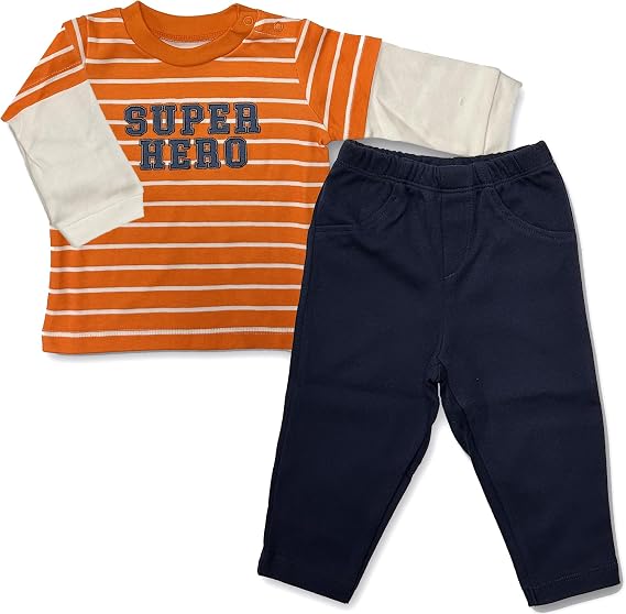 Baby Bright Baby Boy 2-Piece Outfit Set Cotton Top & Pants 6-9 Months