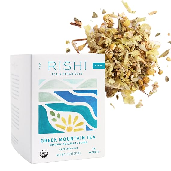 Rishi Tea Greek Mountain Organic Herbal Tea Bags, Caffeine Free, 15ct