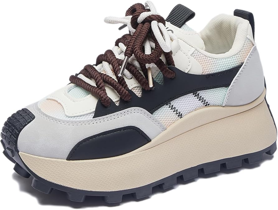 Walking Shoes for Women Retro Lace-Up Casual Athletic Shoes Comfortable Breathable Mesh Sneakers