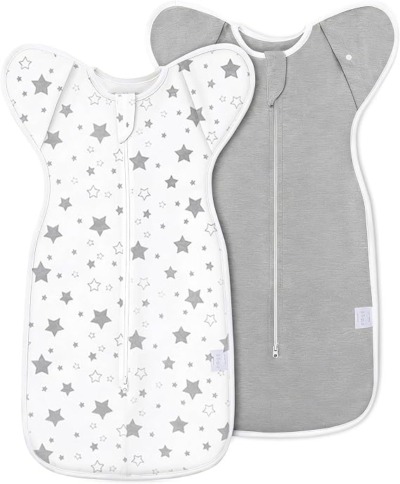 ANYEDDE 2-Pack Baby Swaddle, Breathable Cotton Sleep Sack for Arms Up(6-9M)