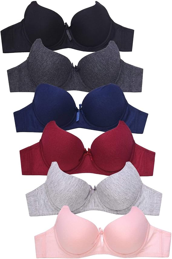 White Apparel Women's Basic Plain Bras (Packs of 6) - Various Styles, 058, 30A
