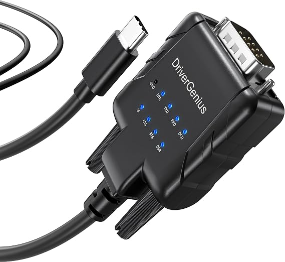 DriverGenius Industrial USB Type C to Serial RS232 DB9 Adapter Converter