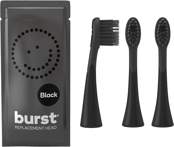 BURST Genuine Replacement Heads for Original Sonic Toothbrush (Black)