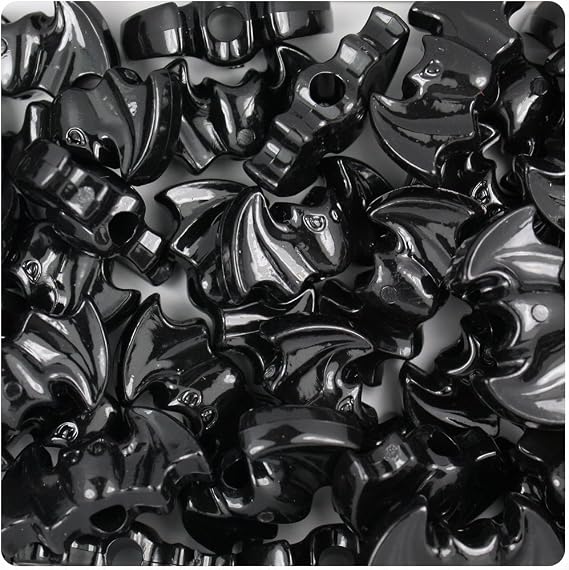 BeadTin Black Opaque 25mm Bat Pony Beads (24pcs)