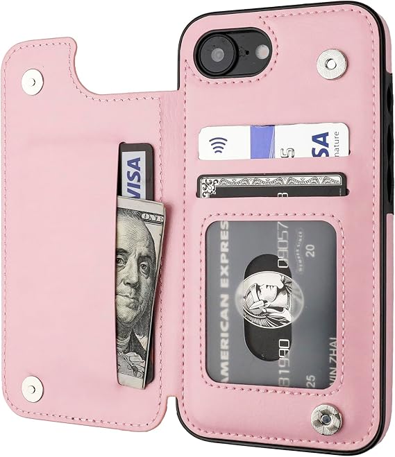 ONETOP for iPhone 17e/16e Wallet Case with Credit Card Holder,Pink