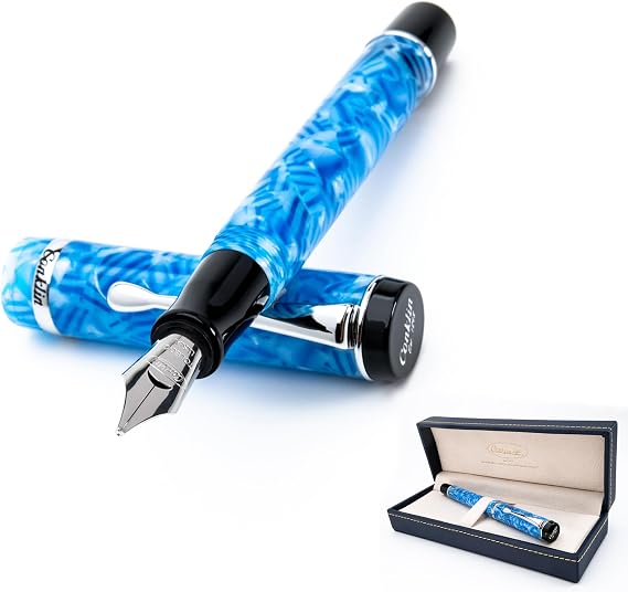 Conklin Duragraph Fountain Pen Ice Blue - Fine Nib, Elegant Writing Instrument with Cool Blue Finish