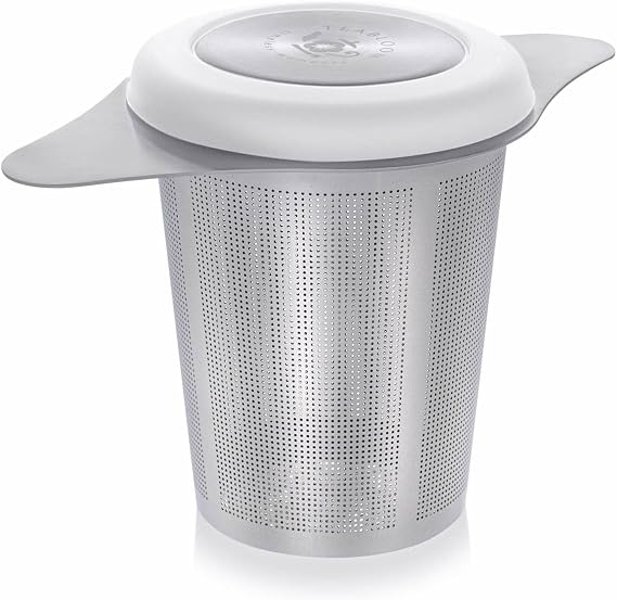 Teabloom Universal Loose Tea Infuser with Dual-Purpose Lid/Dish Fits Cups, Mugs, Teapots Tea Connoisseur's Choice Steep Tea or Coffee
