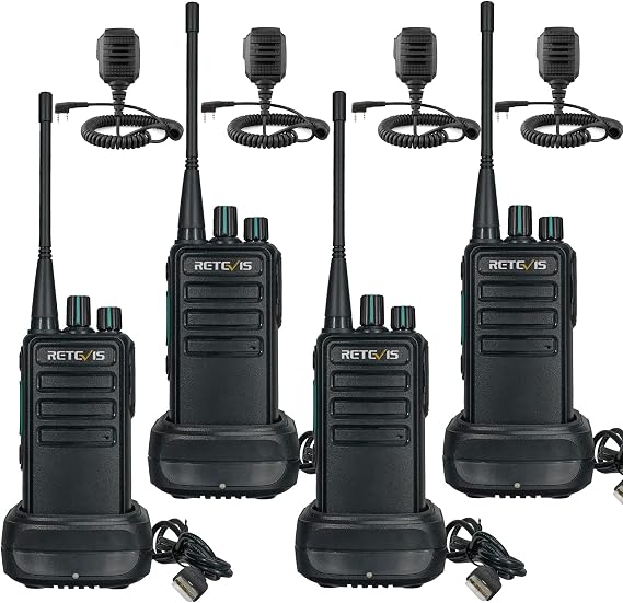 Retevis RB629 Radios Robust Frequency Binding with One Click VOX Emergency Alarm 1100 mAh Radios PMR446 with Speaker Microphone for Construction Site
