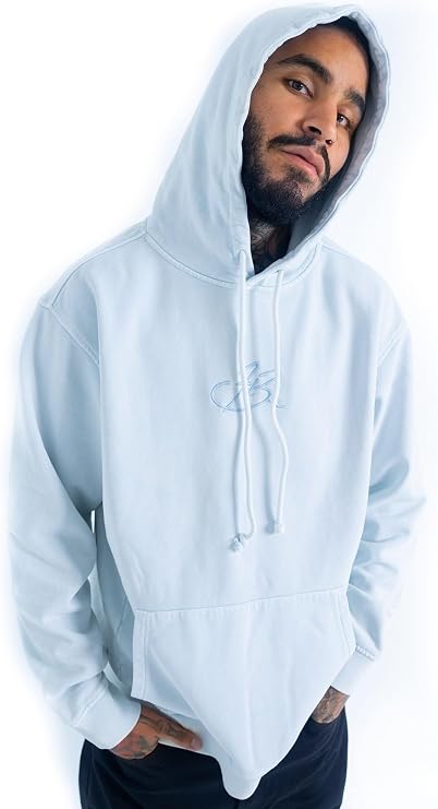 Fubu Ice Blue Garment Washed Script Hoodie, Extra Large