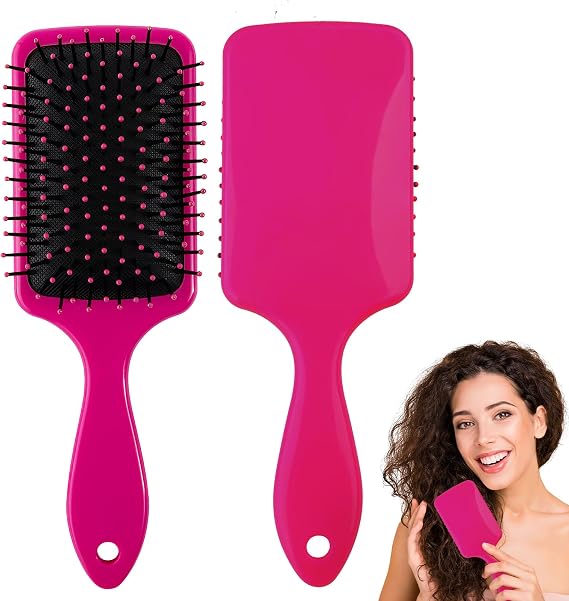Paddle Brush Detangle Hair Brushes for Women Tangle Teezer Easy Grip Handle Detangling Straightening Hair Brush Blow Drying Comb Styling Tool for Wet Dry Thick Curly Reduce Breakage Frizz, Pink