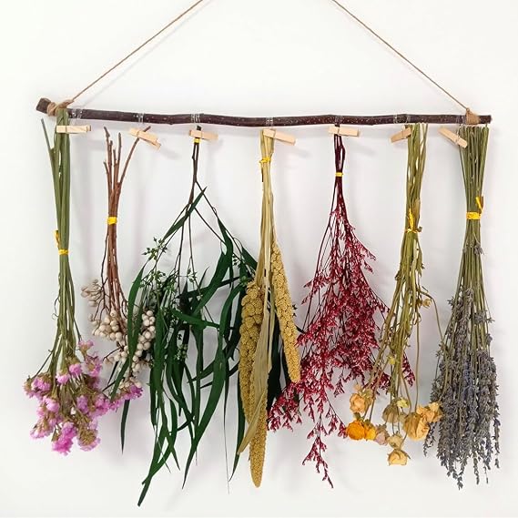 GHY Dried Flower Rack, Dried Flower Wall Hanging Farmhouse Wall Decor Dried Herb Rack - Lavender (Lavender)