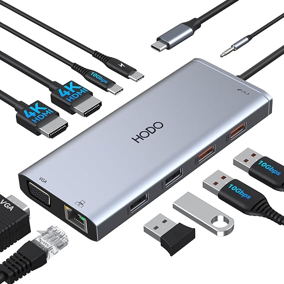 USB C Docking Station Dual Monitor for HP,Laptop Docking Station 3 Monitors