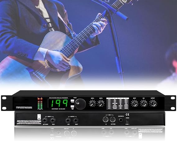 Audio Processor Equalizer Digital Reverb DSP Processor with 99 Preset Programs 199 Sound Effects Memory 24 Bit Signal Processing for Recording Studio