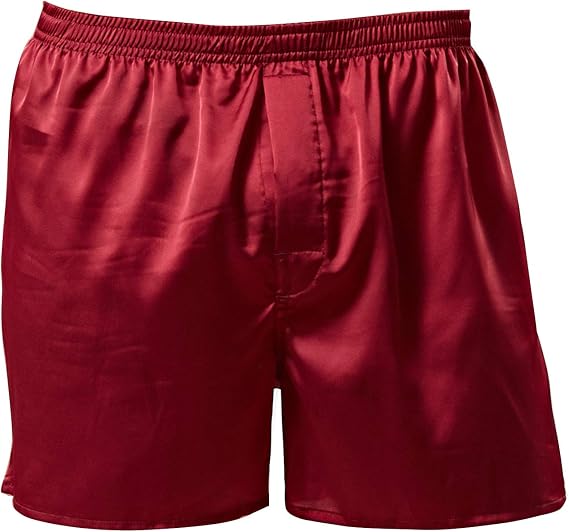 Men's Satin Boxers Shorts Silk Sleep Pajama Bottom Silk Boxers Comfortable Lounge Underwear with Button Fly