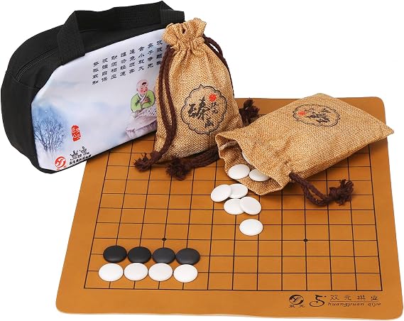 ポータブルゴーゲームセット 169ピース シングルコンベックス ファインセラミックストーン 169 折りたたみ式リバーシブル9x9 / 13x13ボードとキャリー収納バッグ付き 2人用ボードゲーム