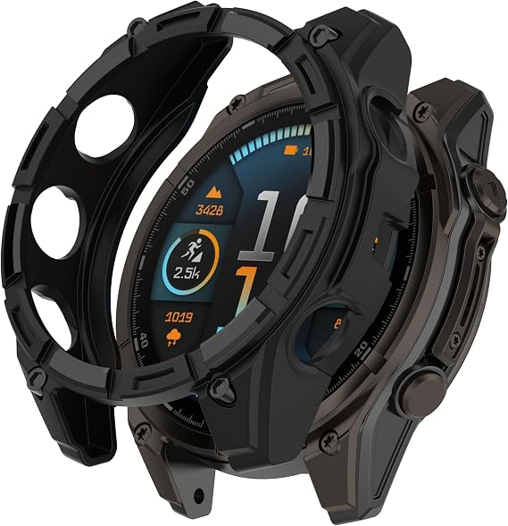 Case Cover Compatible for Garmin Fenix 8 43MM/47MM/51MM Watch Case, Anti-Scratch Bumper Frame TPU Watch Cover Protective Case for Garmin Fenix 8 47mm (Black, not for Solar 47mm)