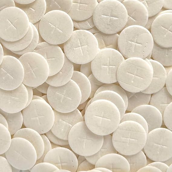 Altar Bread 1 3/8" White Cross Design Bag of 250 Communion Hosts