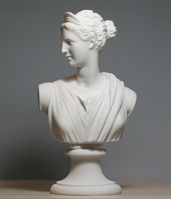Greek Bust of Artemis Diana Goddess Art Statue Alabaster Sculpture 5.91 inches