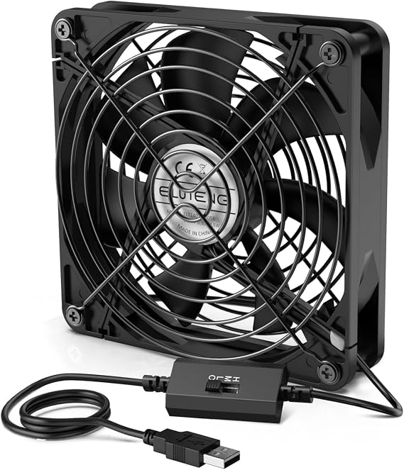 ELUTENG 140 mm USB Fan PC Fan with 3 Adjustable Speeds USB Fan 140 mm 5 V PC Fan Compatible with Computer/PS4/TV Box/AV Cabinet/Router