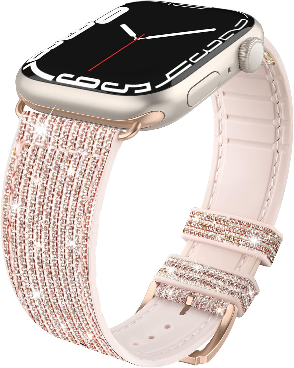 Bling Straps Compatible with Apple Watch Strap 38mm 40mm 41mm Women Men, Slim Thin Soft Sport Replacement Strap With Hollow Design for iWatch Series 9 8 7 6 5 4 3 2 1 SE Sport Edition