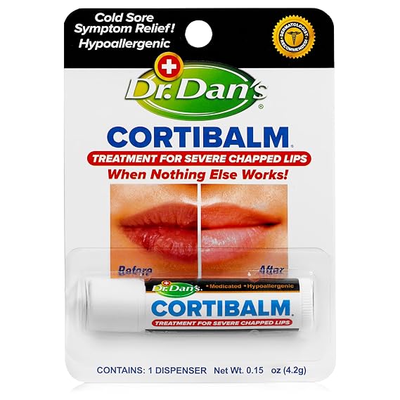 Dr. Dans Cortibalm - Medicated Lip Balm with Hydrocortisone Healing Treatment & Lip Moisturizer for Severely Chapped, Very Dry Cracked Lips 1 Pack